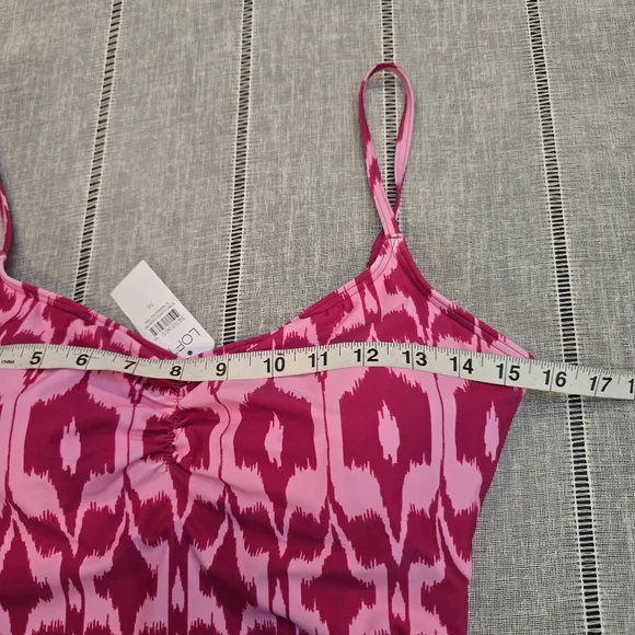 LOFT Beach Women's $99 Cinched Front One Piece Swimsuit Pink  size Medium - Picture 10 of 10